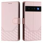 For Google Pixel 6 Pro Honeycomb Embossing RFID Leather Phone Case(Pink) - 2