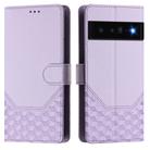 For Google Pixel 6 Pro Honeycomb Embossing RFID Leather Phone Case(Light Purple) - 2