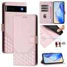 For Google Pixel 6a Honeycomb Embossing RFID Leather Phone Case(Pink) - 1