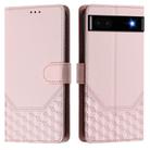 For Google Pixel 6a Honeycomb Embossing RFID Leather Phone Case(Pink) - 2