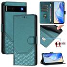 For Google Pixel 6a Honeycomb Embossing RFID Leather Phone Case(Peacock Green) - 1