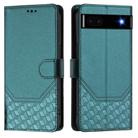 For Google Pixel 6a Honeycomb Embossing RFID Leather Phone Case(Peacock Green) - 2