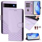 For Google Pixel 6a Honeycomb Embossing RFID Leather Phone Case(Light Purple) - 1