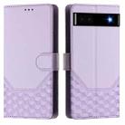 For Google Pixel 6a Honeycomb Embossing RFID Leather Phone Case(Light Purple) - 2