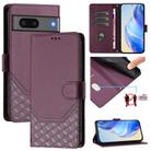 For Google Pixel 7 Honeycomb Embossing RFID Leather Phone Case(Violet) - 1