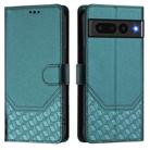 For Google Pixel 7 Pro Honeycomb Embossing RFID Leather Phone Case(Peacock Green) - 2