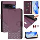 For Google Pixel 7 Pro Honeycomb Embossing RFID Leather Phone Case(Violet) - 1