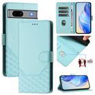 For Google Pixel 7a Honeycomb Embossing RFID Leather Phone Case(Mint Green) - 1