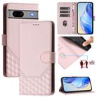 For Google Pixel 7a Honeycomb Embossing RFID Leather Phone Case(Pink) - 1