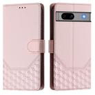 For Google Pixel 7a Honeycomb Embossing RFID Leather Phone Case(Pink) - 2