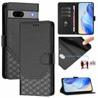 For Google Pixel 7a Honeycomb Embossing RFID Leather Phone Case(Black) - 1