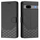 For Google Pixel 7a Honeycomb Embossing RFID Leather Phone Case(Black) - 2