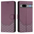 For Google Pixel 7a Honeycomb Embossing RFID Leather Phone Case(Violet) - 2