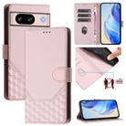 For Google Pixel 8 Honeycomb Embossing RFID Leather Phone Case(Pink) - 1