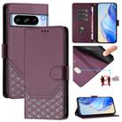 For Google Pixel 8 Pro Honeycomb Embossing RFID Leather Phone Case(Violet) - 1