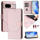 For Google Pixel 8a Honeycomb Embossing RFID Leather Phone Case(Pink) - 1