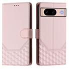 For Google Pixel 8a Honeycomb Embossing RFID Leather Phone Case(Pink) - 2