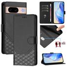 For Google Pixel 8a Honeycomb Embossing RFID Leather Phone Case(Black) - 1