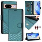 For Google Pixel 8a Honeycomb Embossing RFID Leather Phone Case(Peacock Green) - 1