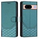 For Google Pixel 8a Honeycomb Embossing RFID Leather Phone Case(Peacock Green) - 2