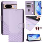 For Google Pixel 8a Honeycomb Embossing RFID Leather Phone Case(Light Purple) - 1