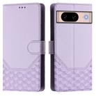 For Google Pixel 8a Honeycomb Embossing RFID Leather Phone Case(Light Purple) - 2