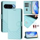 For Google Pixel 9 / 9 Pro Honeycomb Embossing RFID Leather Phone Case(Mint Green) - 1