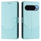 For Google Pixel 9 / 9 Pro Honeycomb Embossing RFID Leather Phone Case(Mint Green) - 2