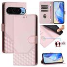 For Google Pixel 9 / 9 Pro Honeycomb Embossing RFID Leather Phone Case(Pink) - 1