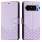 For Google Pixel 9 Pro XL Honeycomb Embossing RFID Leather Phone Case(Light Purple) - 2