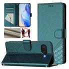 For Google Pixel 9a Honeycomb Embossing RFID Leather Phone Case(Peacock Green) - 1