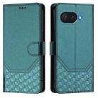 For Google Pixel 9a Honeycomb Embossing RFID Leather Phone Case(Peacock Green) - 2