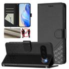 For Google Pixel 10 5G / 10 Pro 5G Global Honeycomb Embossing RFID Leather Phone Case(Black) - 1