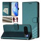 For Google Pixel 10 5G / 10 Pro 5G Global Honeycomb Embossing RFID Leather Phone Case(Peacock Green) - 1