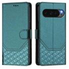 For Google Pixel 10 Pro XL 5G Global Honeycomb Embossing RFID Leather Phone Case(Peacock Green) - 2