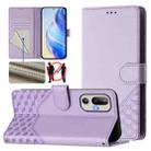 For HTC U24 Pro Honeycomb Embossing RFID Leather Phone Case(Light Purple) - 1