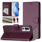 For HTC U24 Pro Honeycomb Embossing RFID Leather Phone Case(Violet) - 1