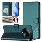 For BLU Bold K50 Honeycomb Embossing RFID Leather Phone Case(Peacock Green) - 1