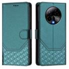 For BLU Bold K50 Honeycomb Embossing RFID Leather Phone Case(Peacock Green) - 2