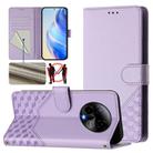 For BLU Bold K50 Honeycomb Embossing RFID Leather Phone Case(Light Purple) - 1