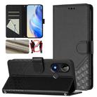 For BLU C9 Honeycomb Embossing RFID Leather Phone Case(Black) - 1