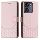 For BLU View 5 Honeycomb Embossing RFID Leather Phone Case(Pink) - 2