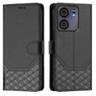 For BLU View 5 Honeycomb Embossing RFID Leather Phone Case(Black) - 2