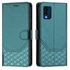 For BLU View Speed Honeycomb Embossing RFID Leather Phone Case(Peacock Green) - 2