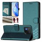 For Asus ROG Phone 8 / 8 Pro Honeycomb Embossing RFID Leather Phone Case(Peacock Green) - 1