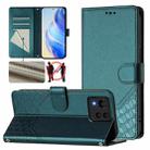 For Asus Zenfone 11 Ultra Honeycomb Embossing RFID Leather Phone Case(Peacock Green) - 1