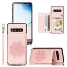 For Samsung Galaxy S10 Mandala Embossed PU + TPU Case with Holder & Card Slots & Photo Frame & Strap(Rose Gold) - 1