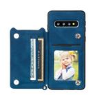 For Samsung Galaxy S10 Mandala Embossed PU + TPU Case with Holder & Card Slots & Photo Frame & Strap(Blue) - 3