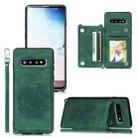 For Samsung Galaxy S10 Plus Mandala Embossed PU + TPU Case with Holder & Card Slots & Photo Frame & Strap(Green) - 1