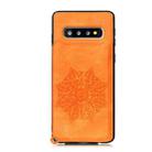 For Samsung Galaxy S10e Mandala Embossed PU + TPU Case with Holder & Card Slots & Photo Frame & Strap(Yellow) - 2